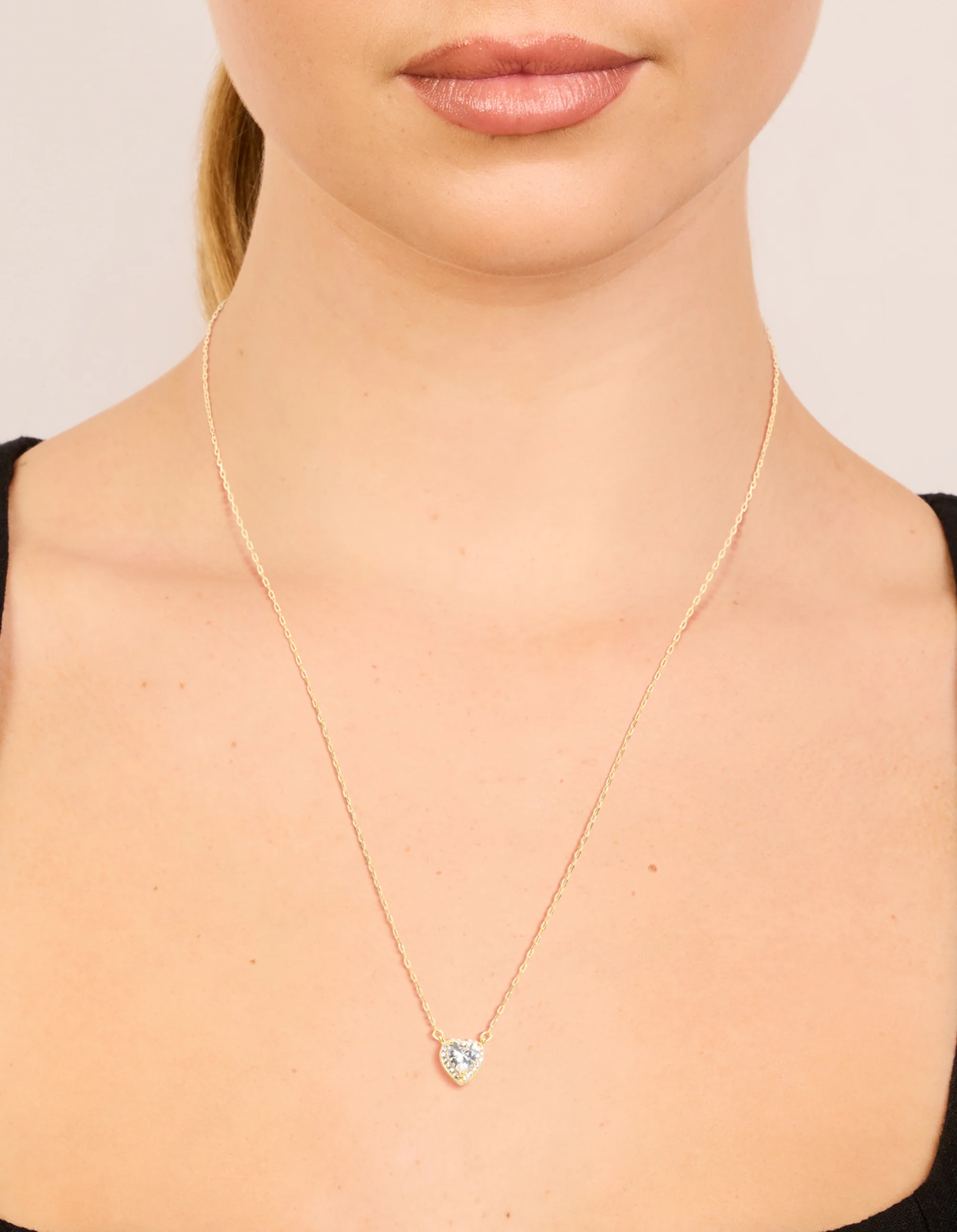 Sterling Silver Cubic Zirconia Halo Heart Necklace