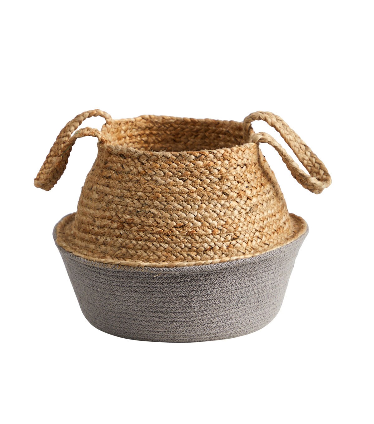 Nearly Natural 14 Gray Handmade Cotton & Jute Boho Woven Basket