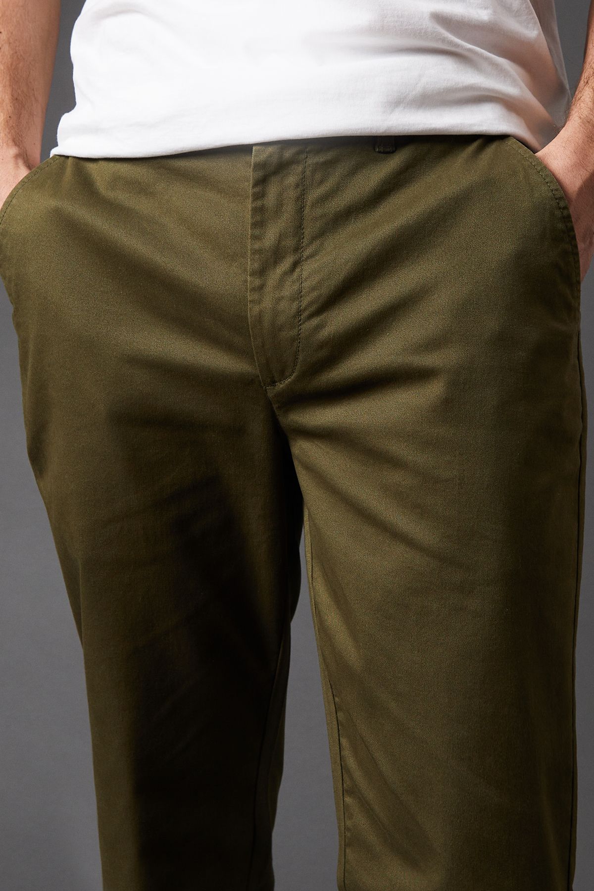 Burton Khaki Slim Fit Chino Trousers
