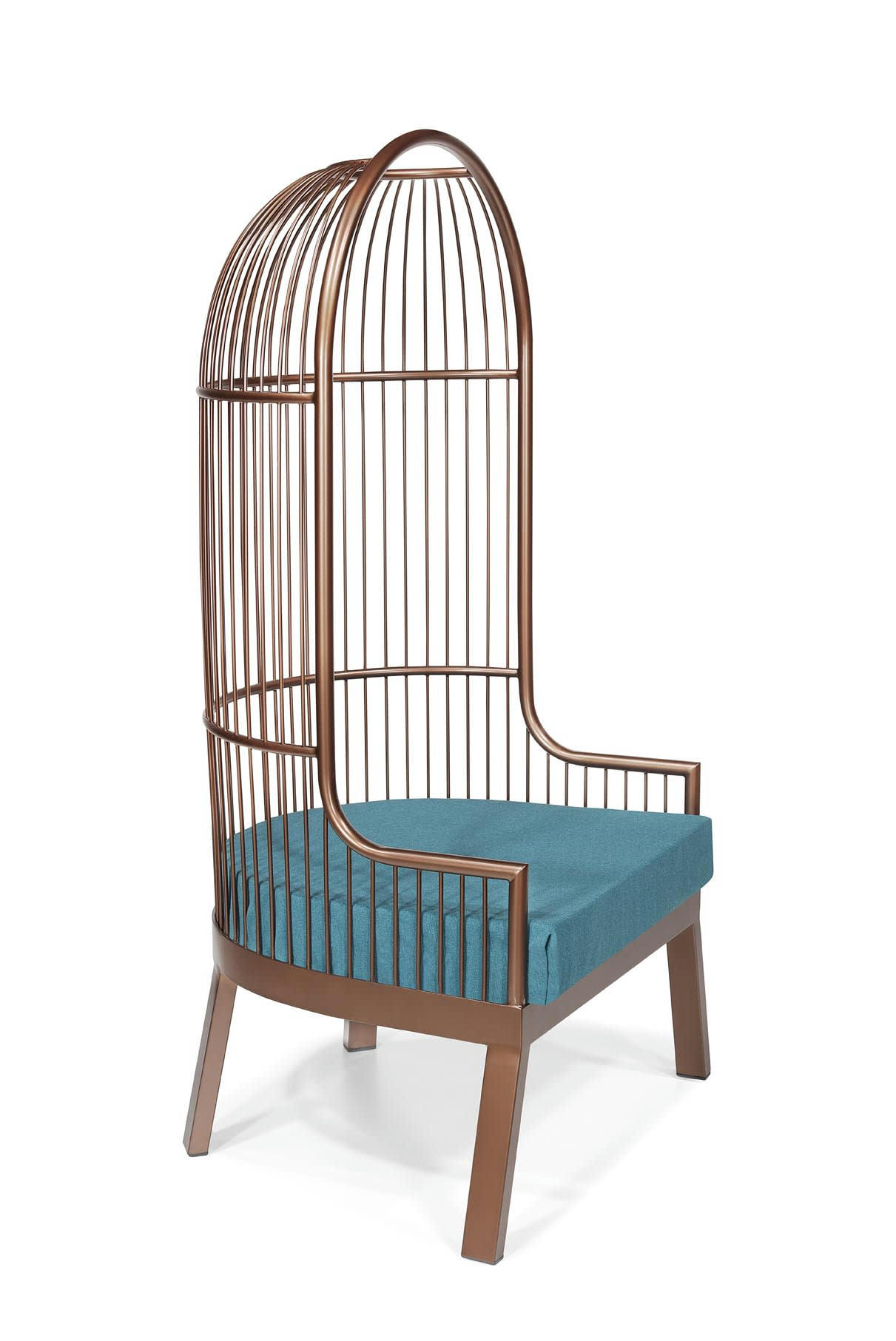 GAIO - Chaise 1 place en métal et velours bleu