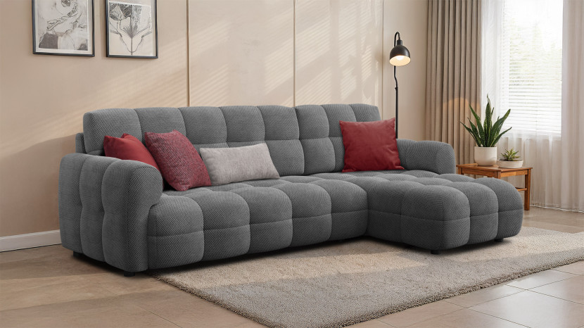 MELLOW sofa narożna 4 osobowa prawa, szara