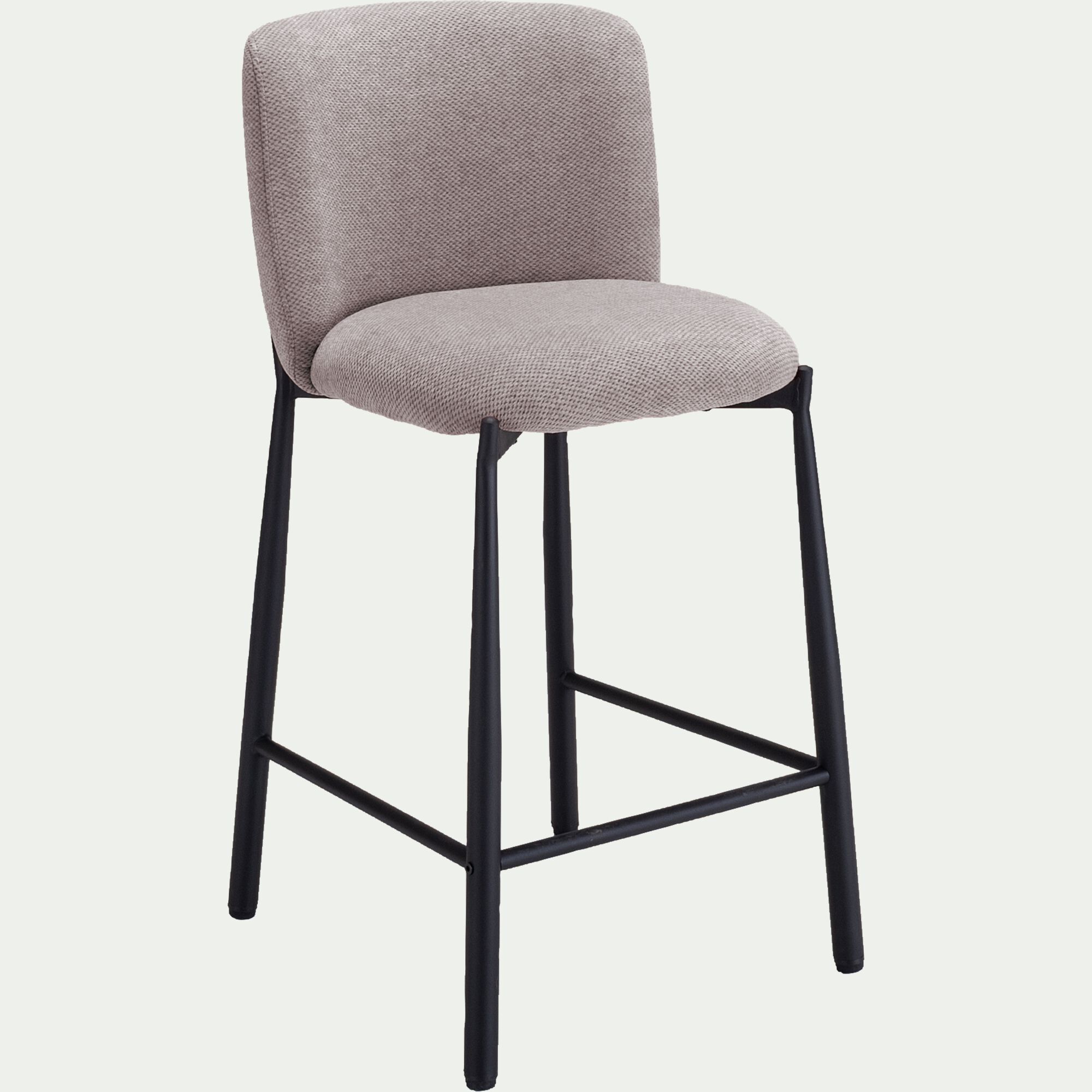 GINNY - Chaise de bar en tissu H66cm - gris