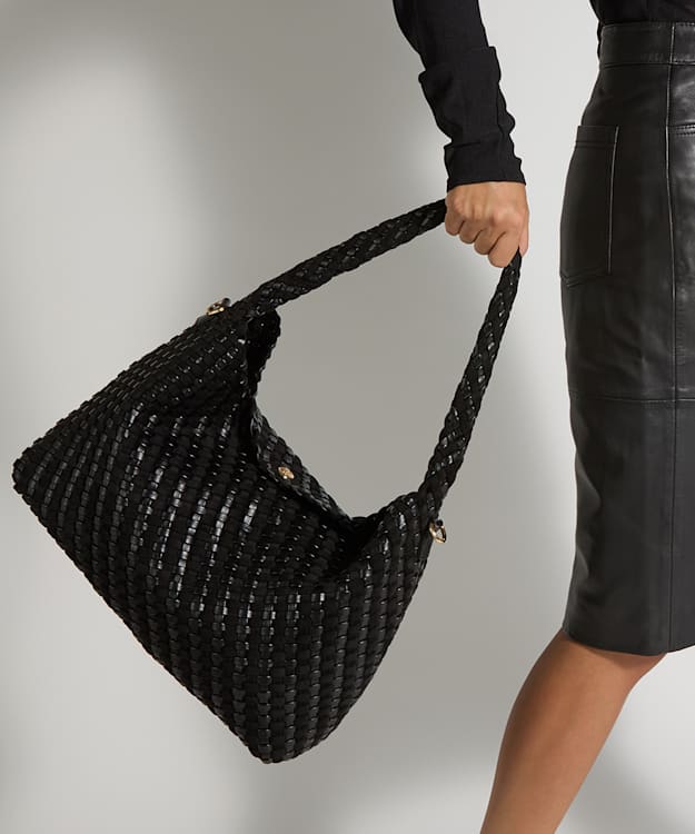 Deliberate L Black - Woven Shoulder Bag
