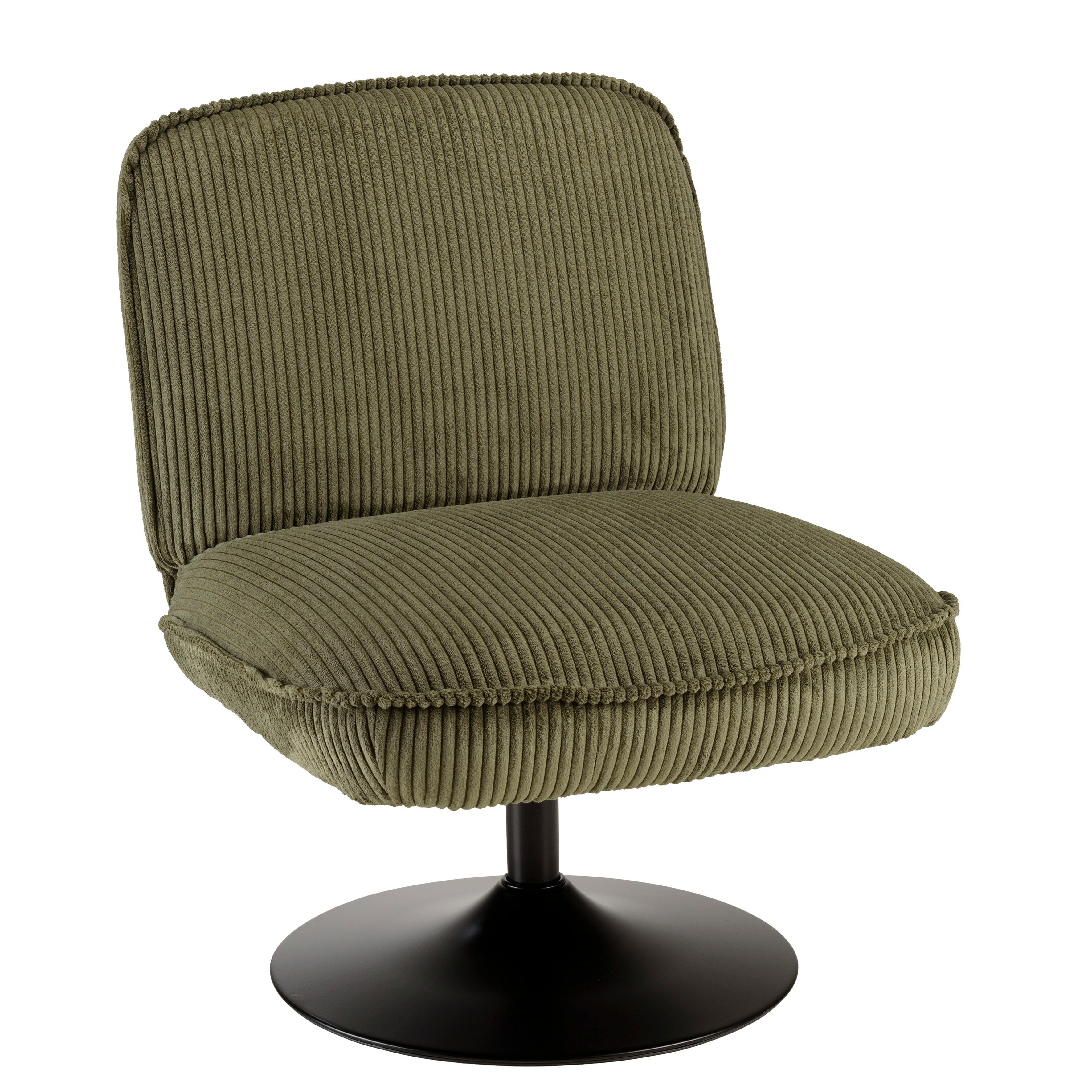 Fauteuil pivotant en tissu velours côtelé vert CASTILLE