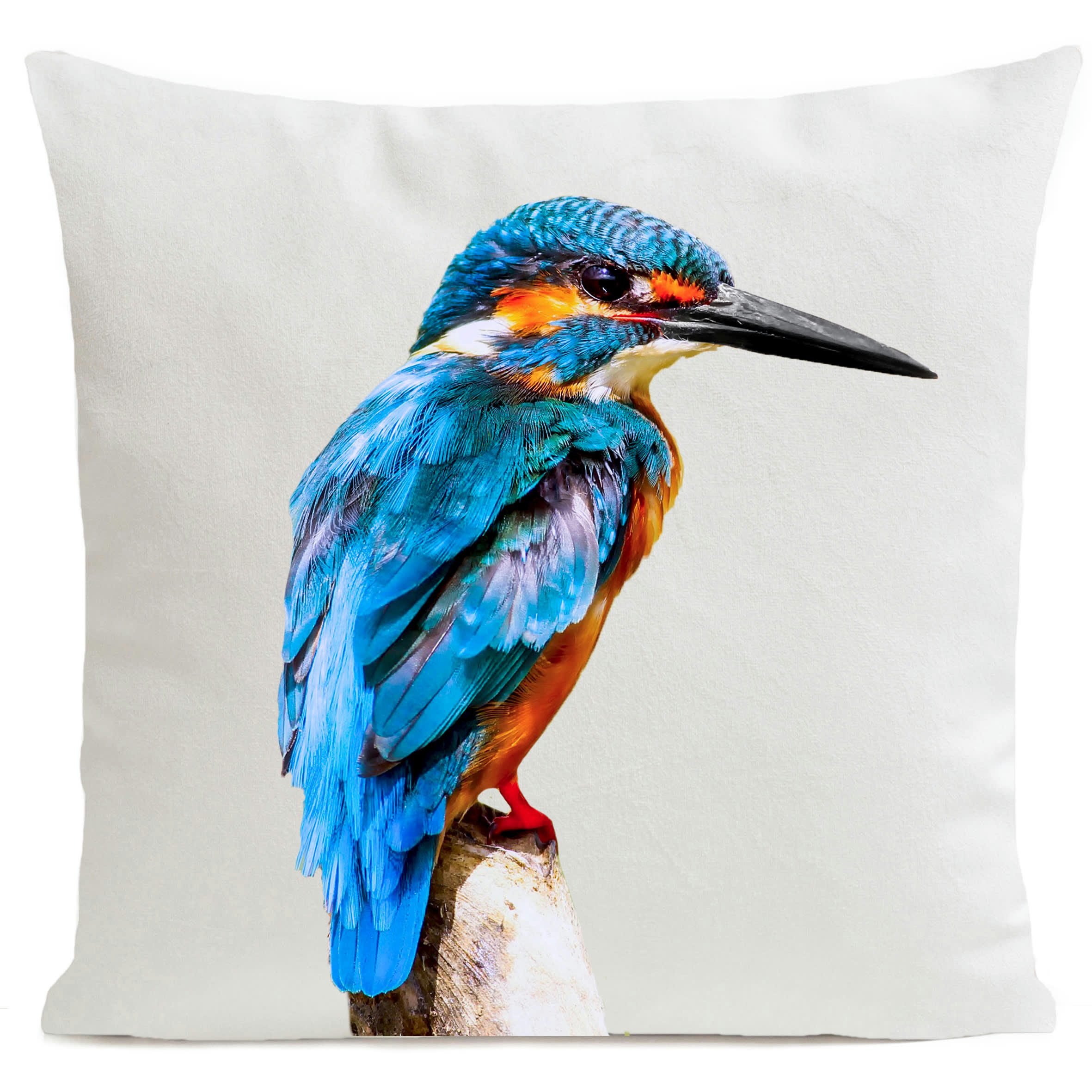 - Coussin oiseau bord de mer suédine blanc 40x40cm