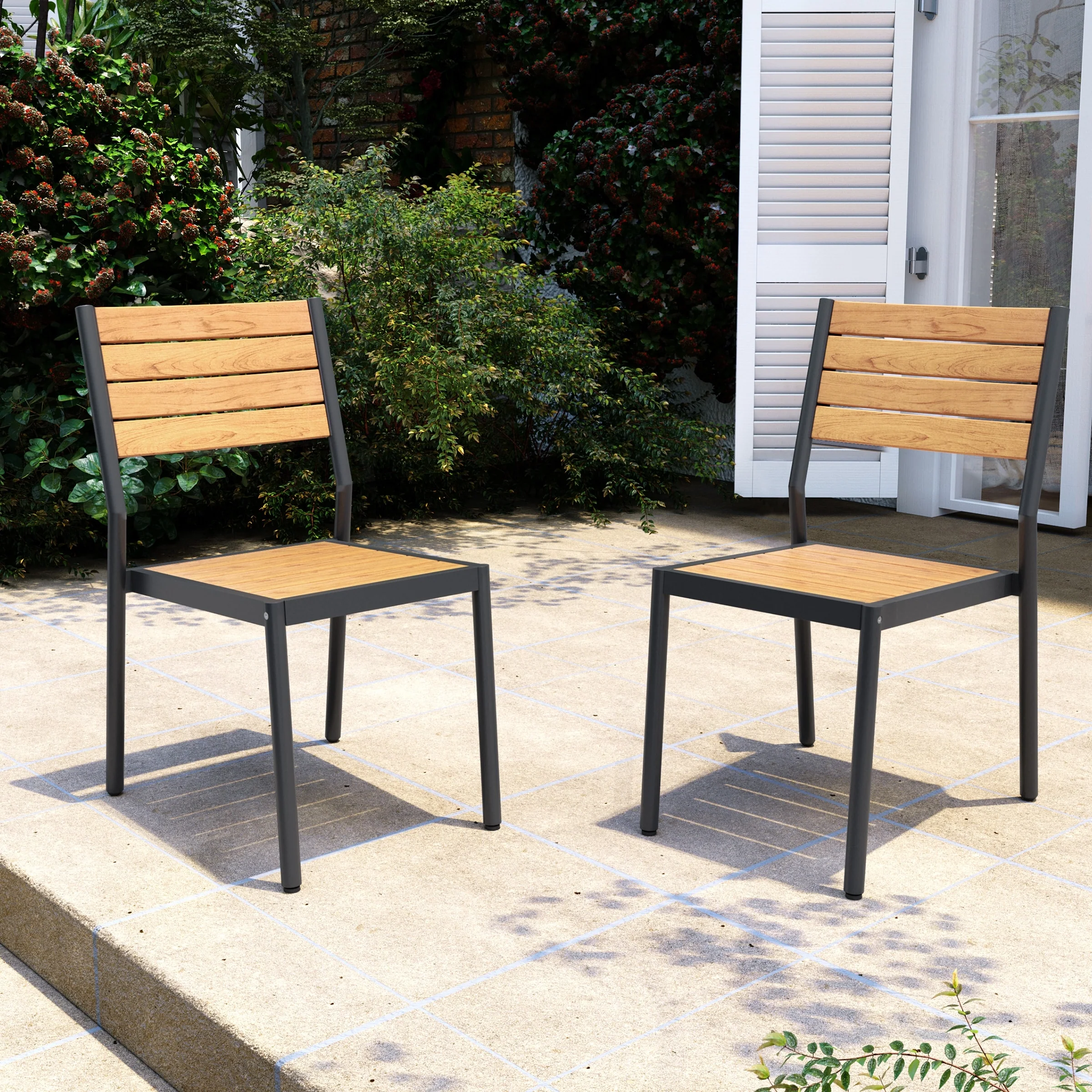 VredHom Outdoor Stackable Aluminum Patio Dining Chairs - Set of 2