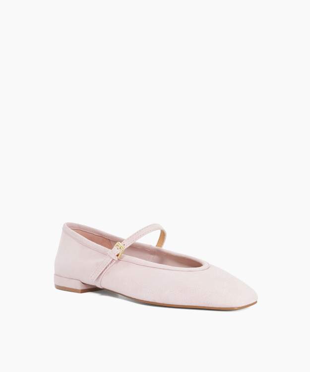 Hearthrob Blush - Leather Pointed Toe Mary Jane Ballet Flats