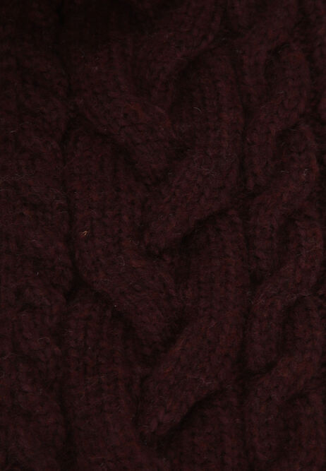 Womens Burgundy Cable Knit Scarf