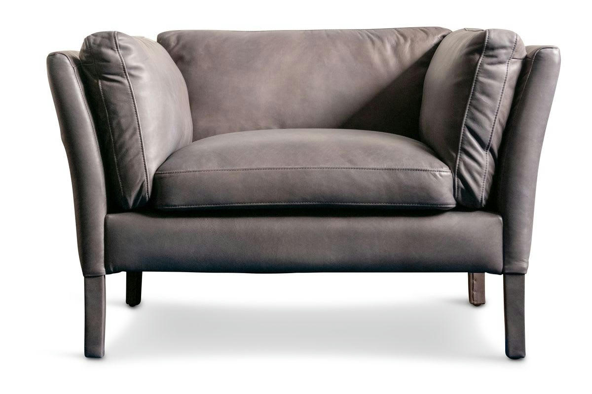 HAMAR - Fauteuil en cuir pleine fleur gris