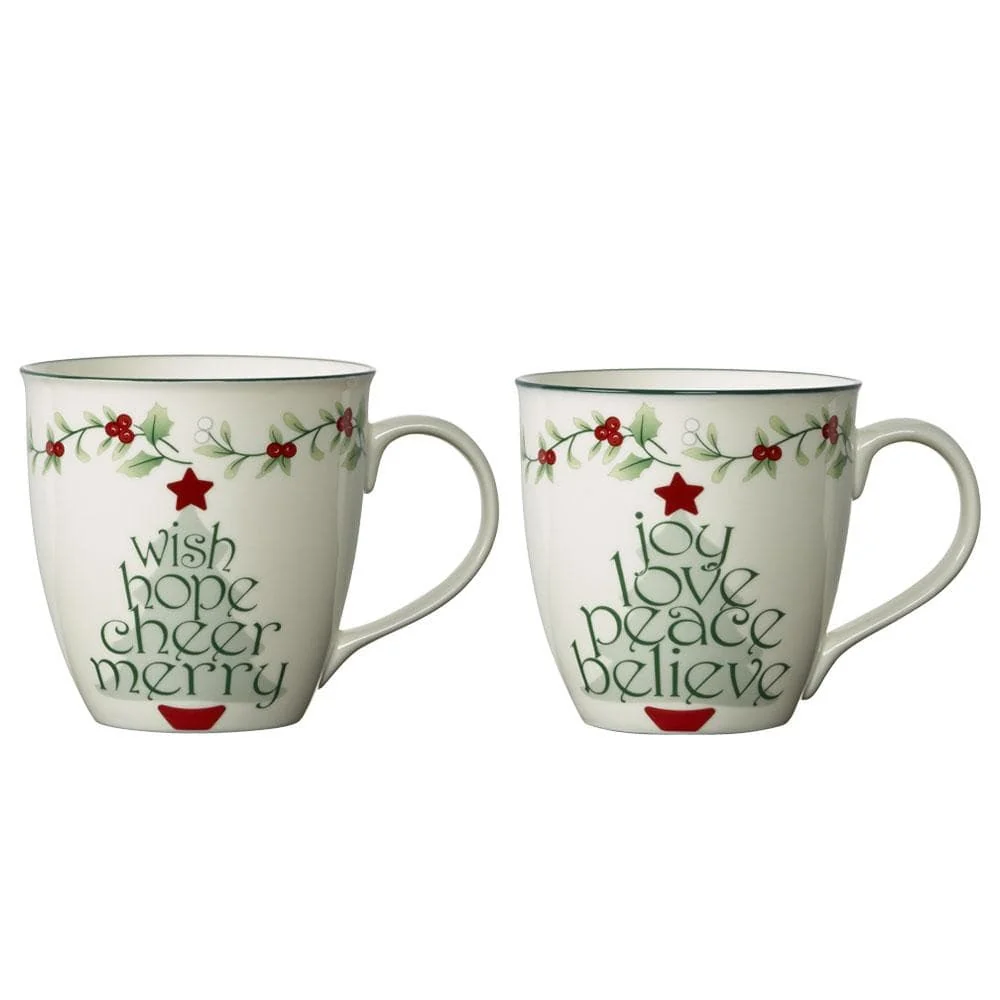 Winterberry® Sentiment on Tree Mugs, Set of 2