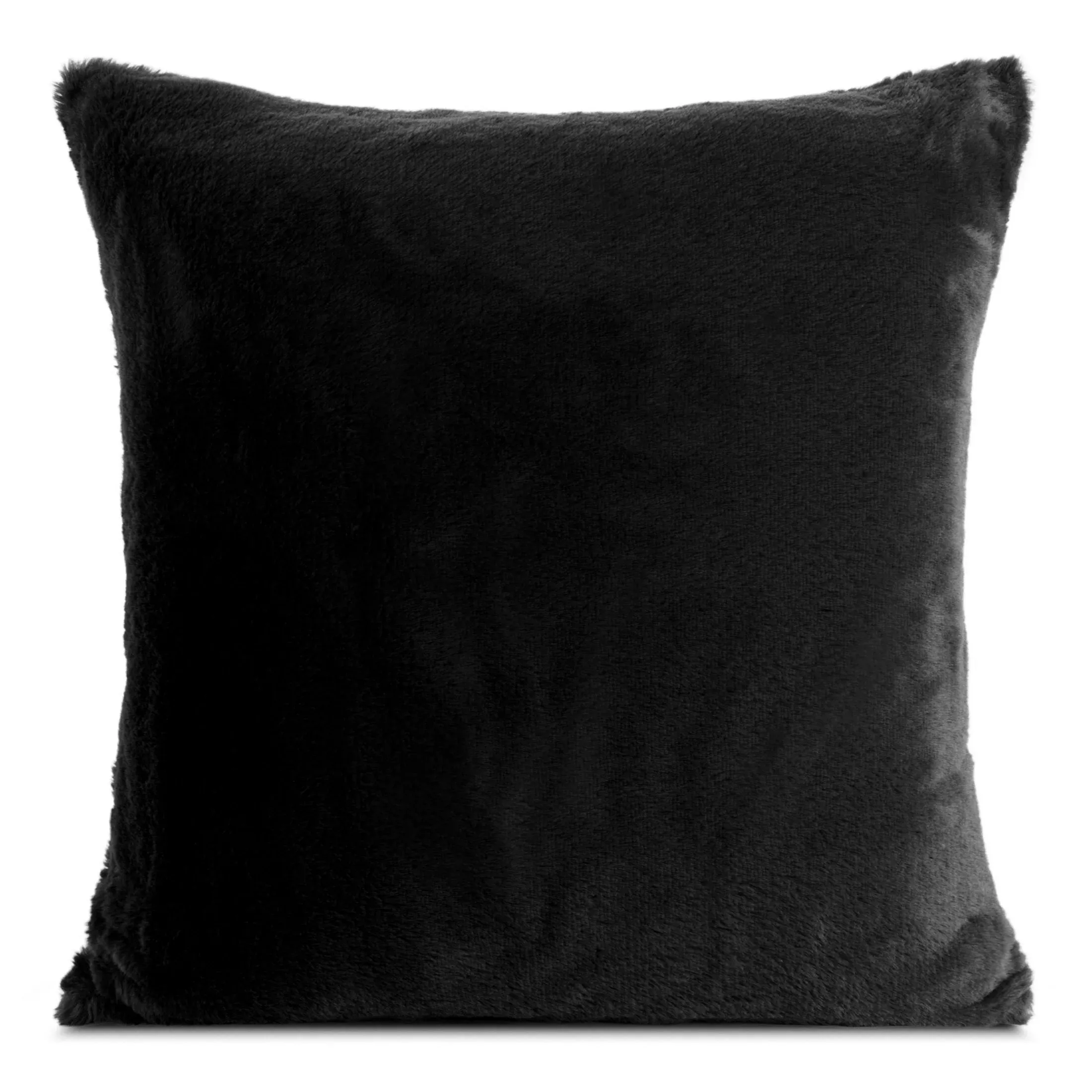 Poszewka na poduszkę 45x45 cm czarna z miękkiej futrzanej tkaniny NINA