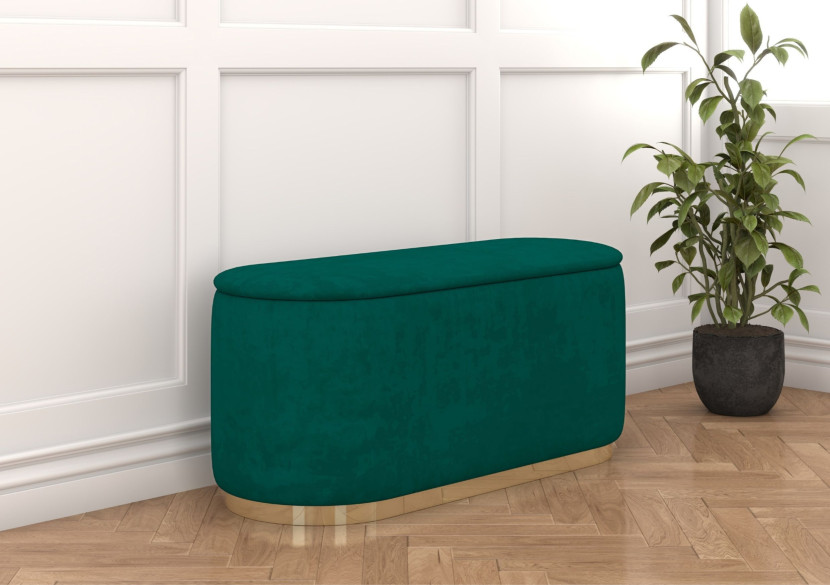 Zielony owalny puf ze schowkiem Dancan SCARLETT/110 cm