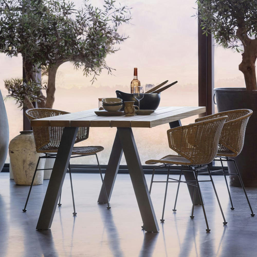 TABLO - Table à manger en bois piétement en A 210x81cm noir