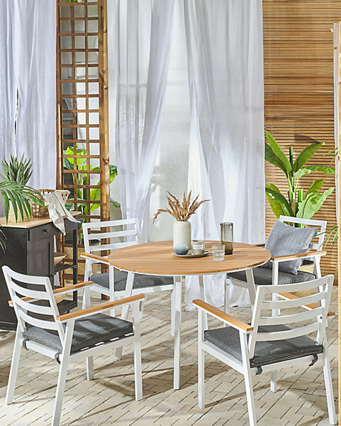 Lot de 4 chaises de jardin avec coussins CAVOLI Métal Gris