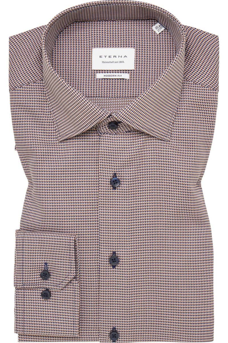 ETERNA Modern Fit Hemd dunkelbraun, Strukturiert