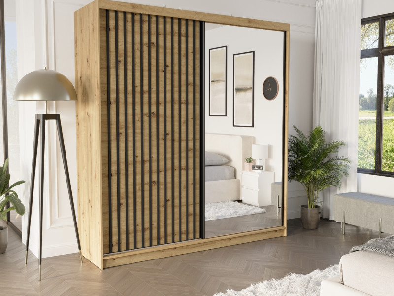 Szafa przesuwna 203 cm z lustrem lamele FRAMIRE Tivaro I artisan artisan