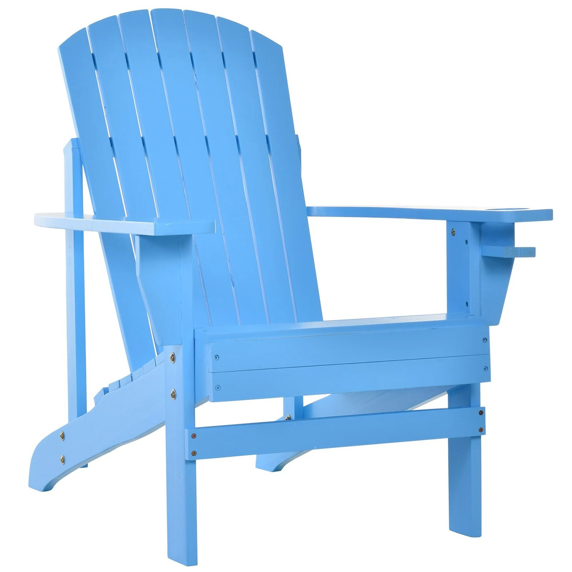 Outsunny Classic Wooden Adirondack Chair with Cup Holder - Weather-Resistant Patio Lounge for Deck, Garden, Backyard, Fire Pit