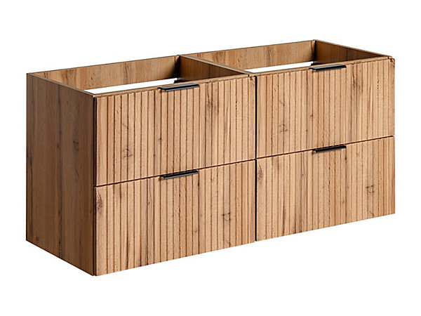 Meuble sous vasque suspendu strié - Naturel clair - L120 cm - ZEVARA