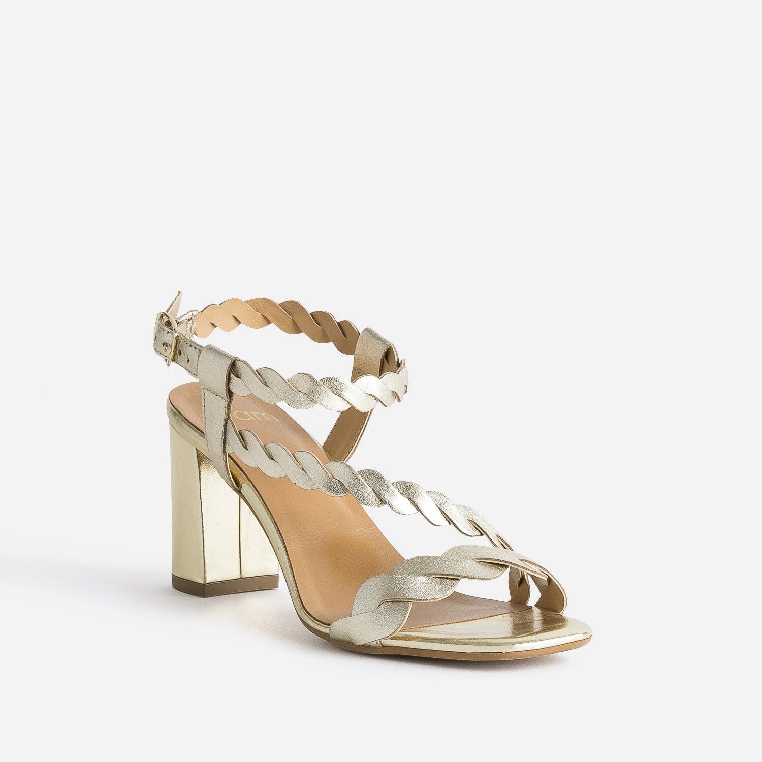 Sandale dorée en cuir