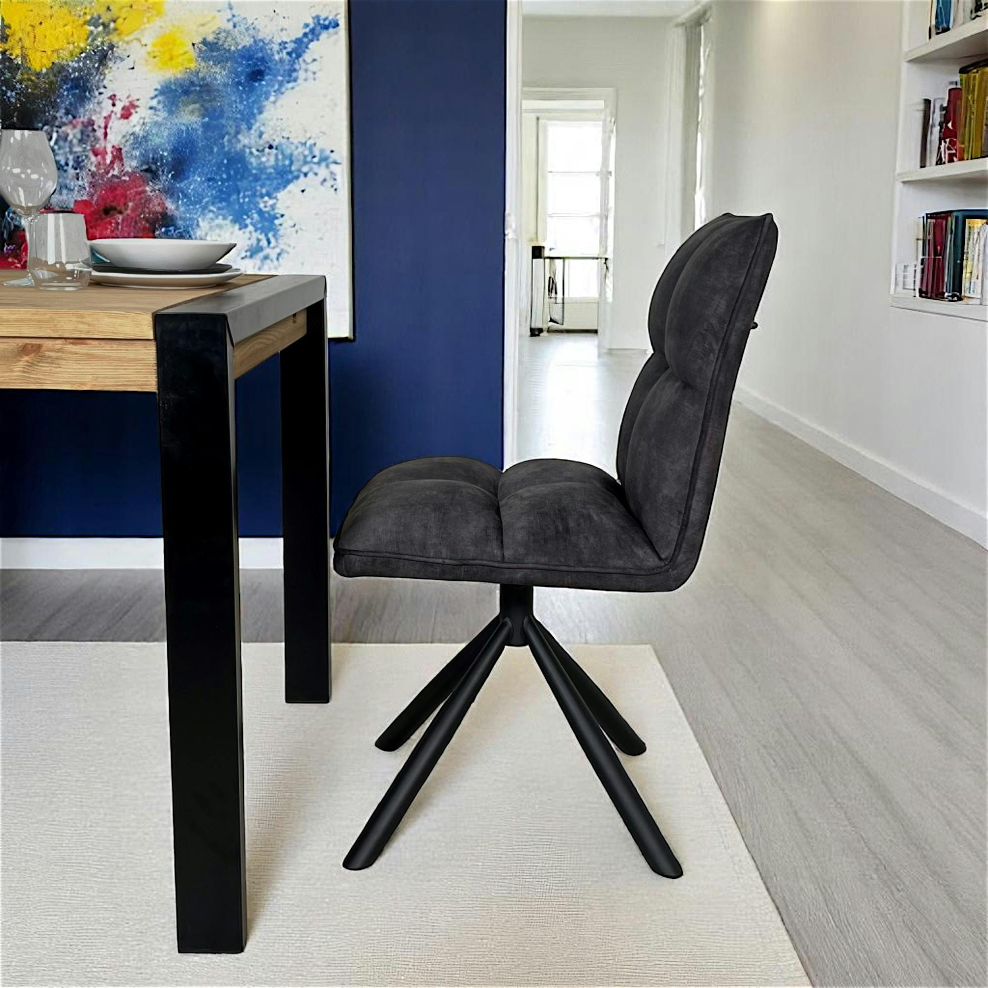 Chaise rotative tissu anthracite (lot de 2) IENA