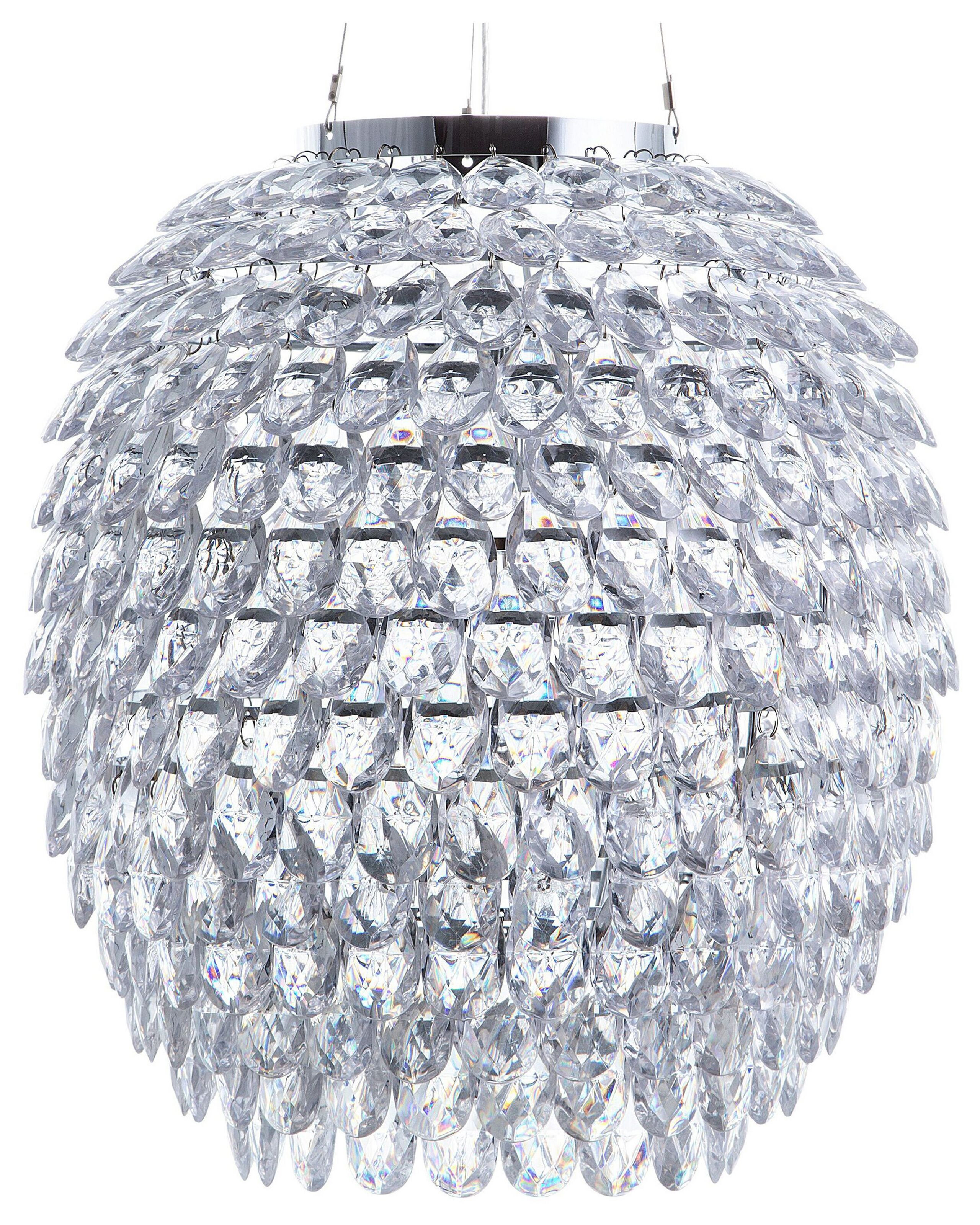 Lampa wisząca chromowana kryształowa