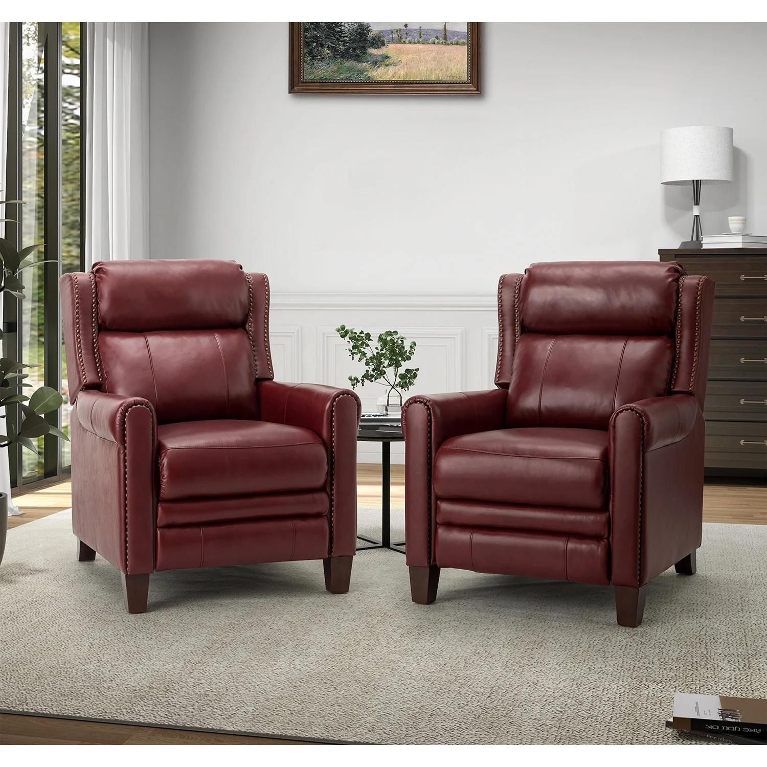 Felisa 32.48 Wide Genuine Leather Manual Recline Set of 2