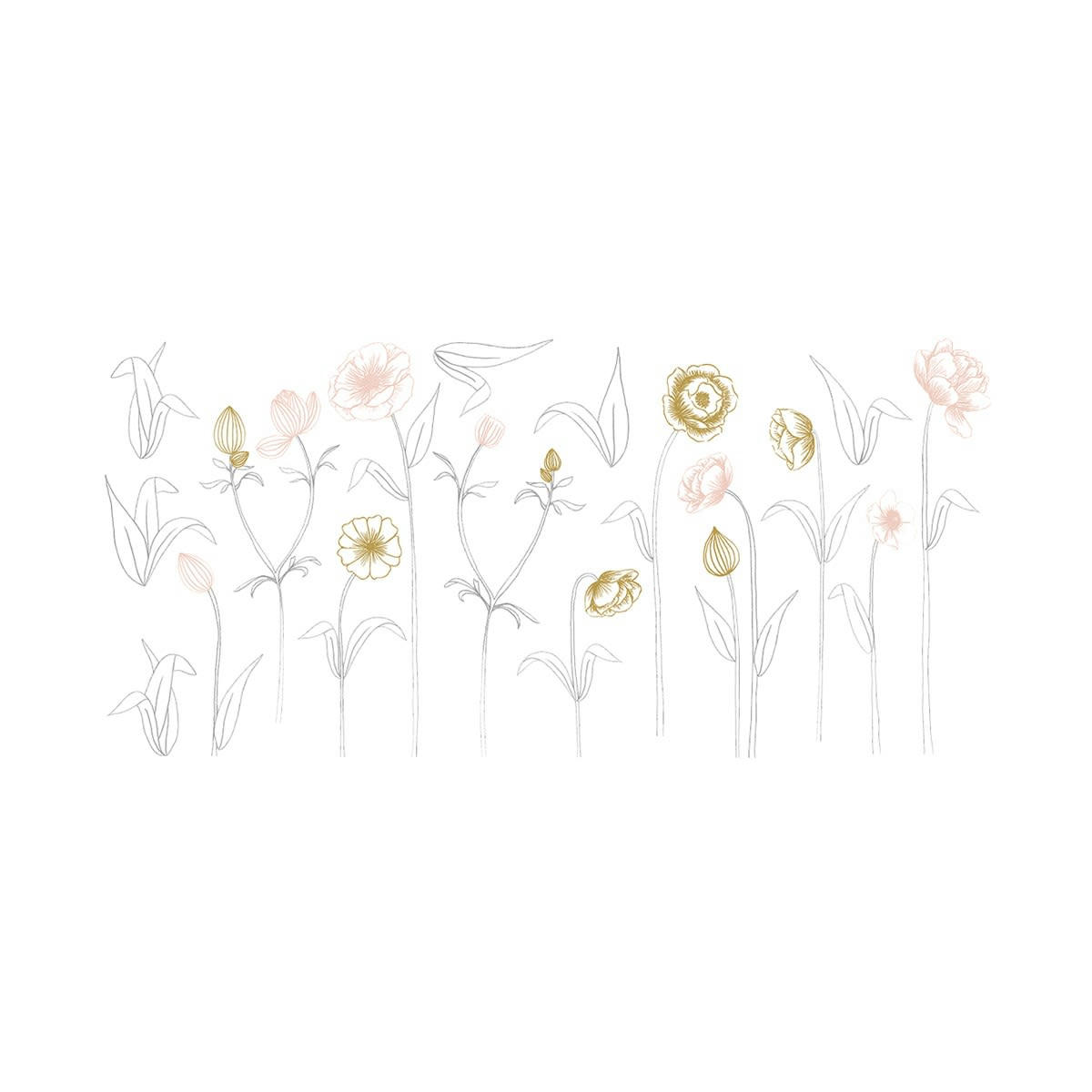 BOTANY - Stickers fleurs en Vinyle mat Rose 108x52 cm