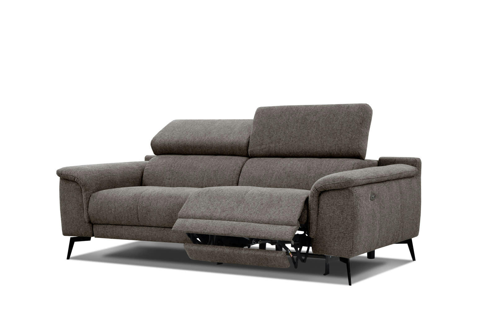 FIERO - Canapé 3 places XXL avec une relax électrique côté droit tissu marron