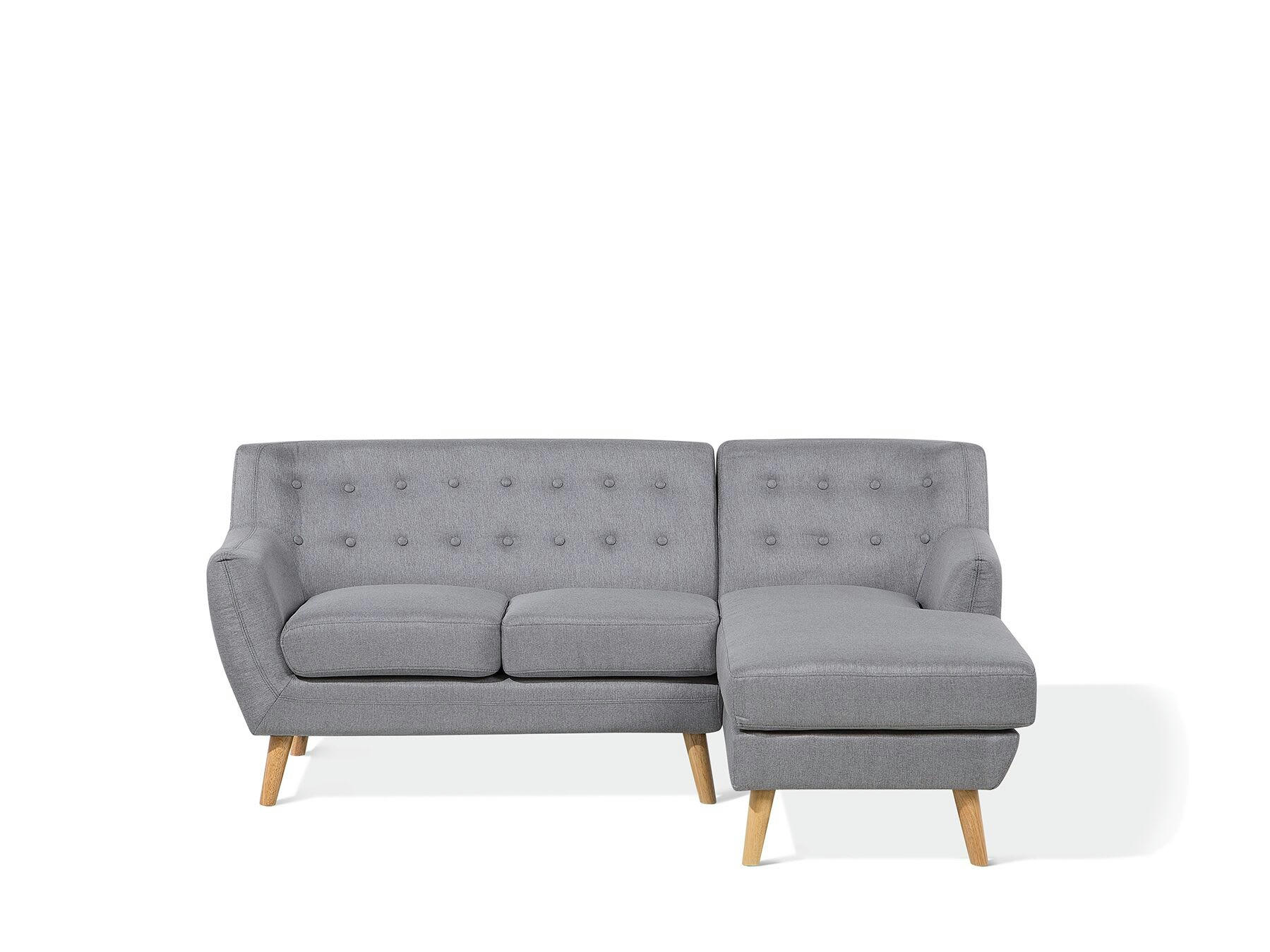 MOTALA - Canapé d'angle 3 personnes en polyester gris