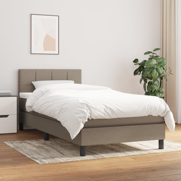 Łóżko kontynentalne z materacem taupe tkanina 90x200 cm