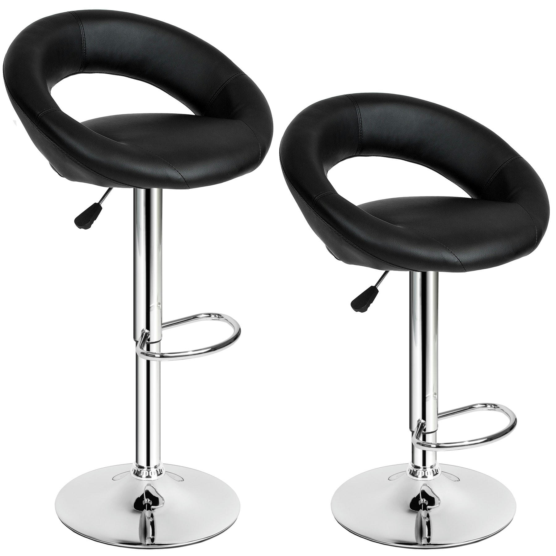- Lot de 2 tabourets de bar Rembourré avec un dossier noir