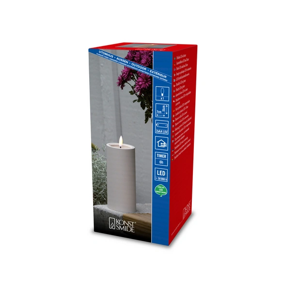 LED-Kerze, Timerfunktion, LxH: 7x15 cm, beige