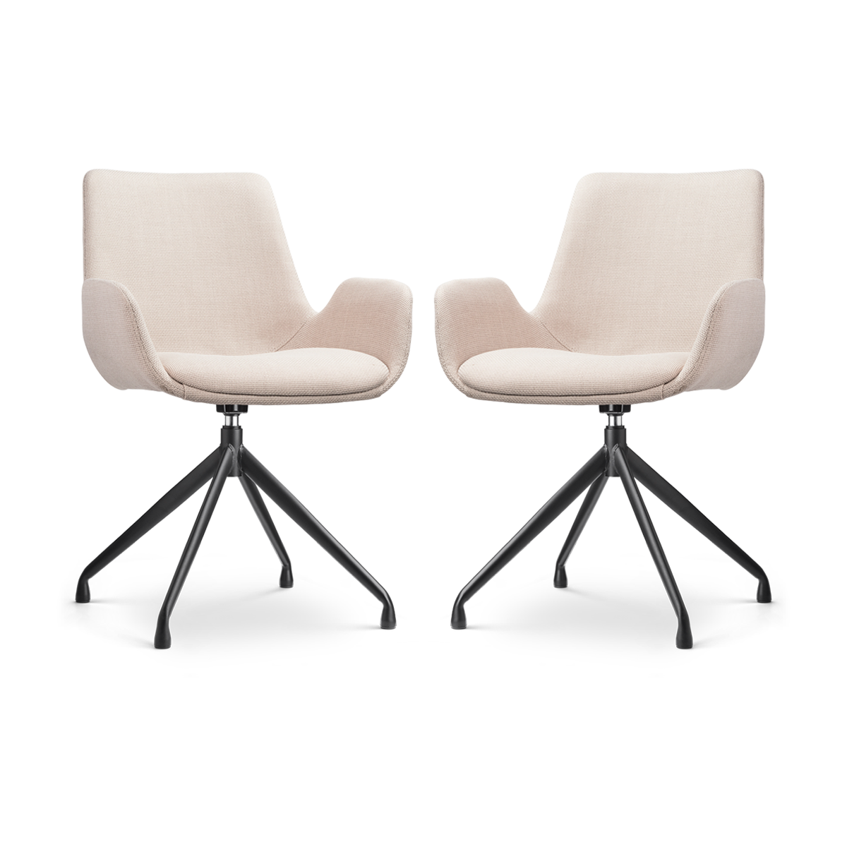 Nolon Nola-Eef Draaibare Eetkamerstoelen Beige - Zwart - 2x