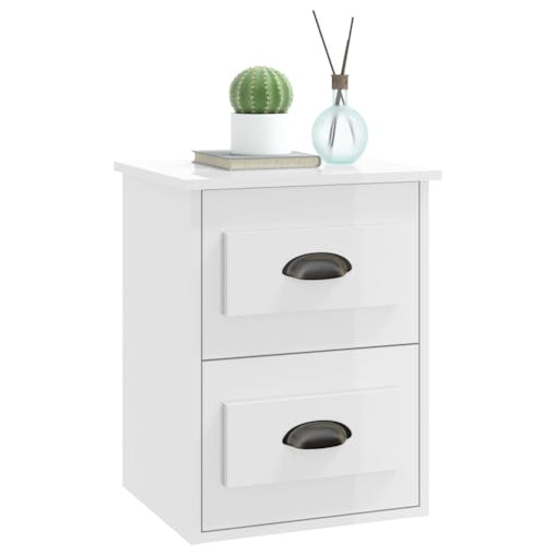 NNEVL Wall-mounted Bedside Cabinets 2 pcs High Gloss White 41.5x36x53cm