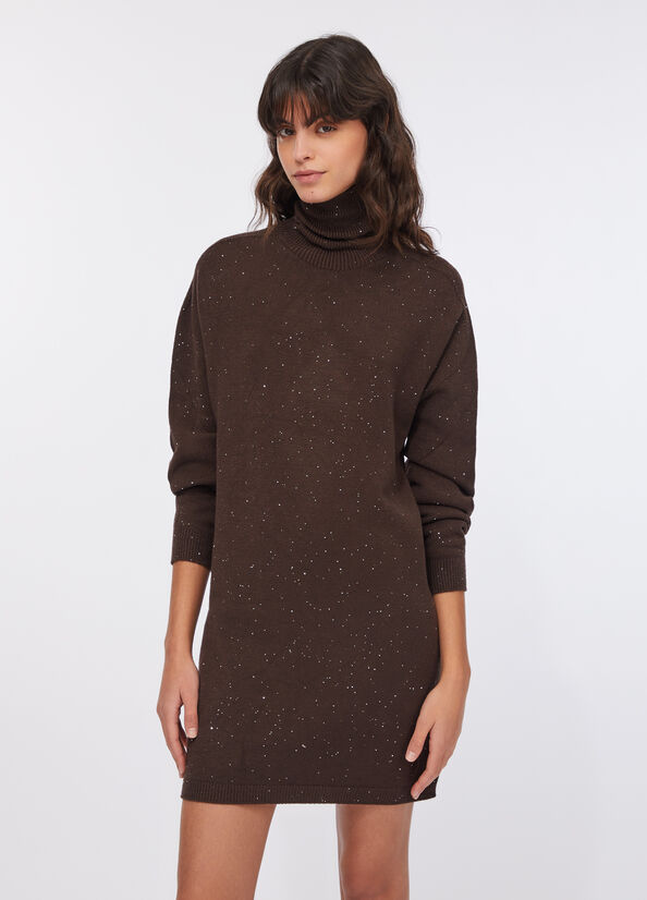 Abito in maglia con micro paillettes