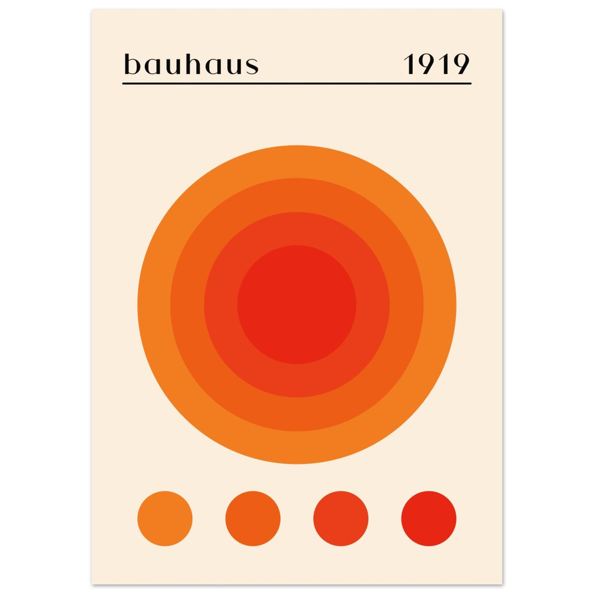 Artfulprints Poster Bauhaus - Orange dot  - 50x70 cm - Oranje