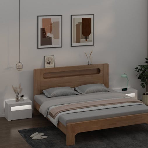 NNEVL Bedside Cabinets 2 pcs with LEDs White 60x35x40 cm