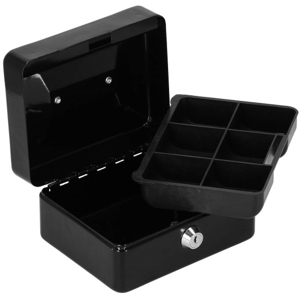 Kasetka na pieniądze 15x12x8 cm metalowy sejf pudełko czarne