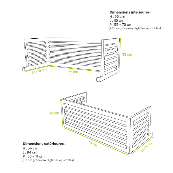 Extension hauteur pour caches DECOCLIM blanc crème taille L - DECOCLIM-23AL9001-PLUS