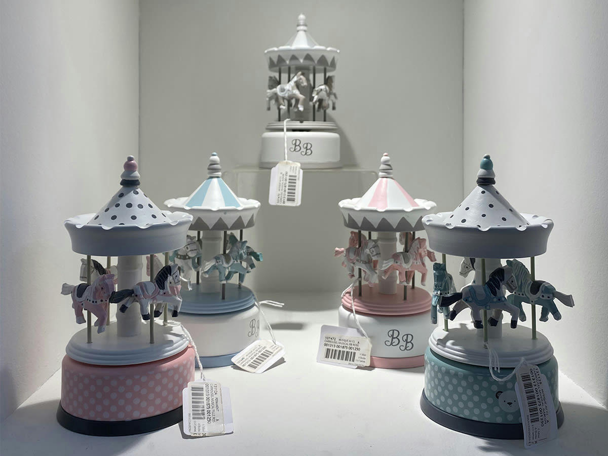 - Carrousel manège musical bois pour enfant bleu