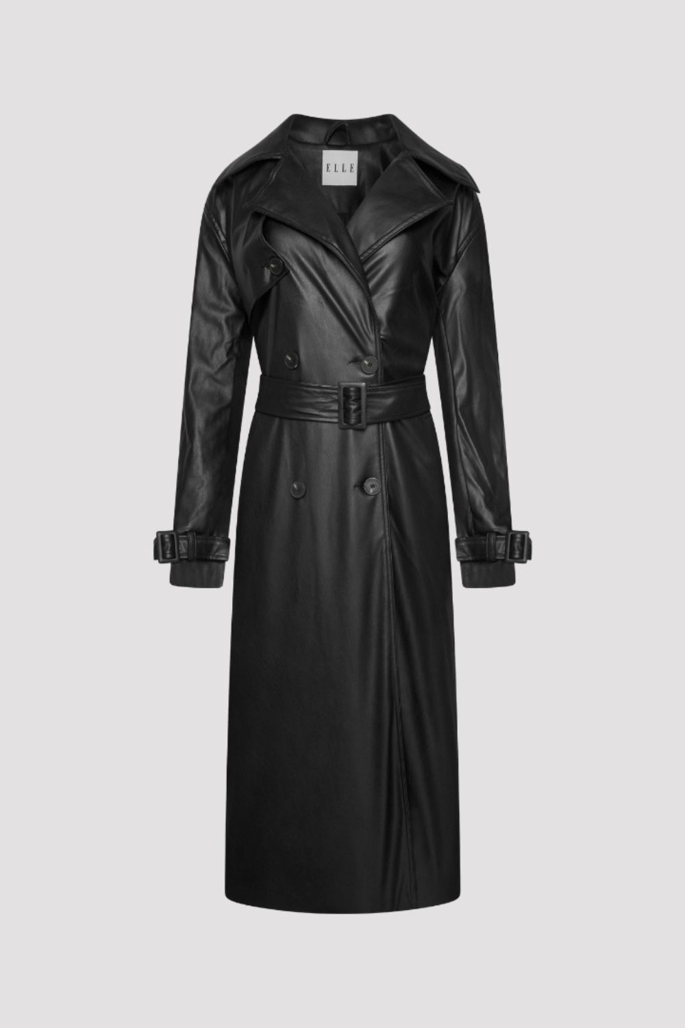 ELLE Sophia PU Long Trench Coat