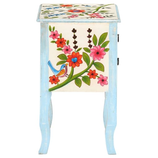 NNEVL Hand Painted Bedside Cabinet 40x30x50 cm Solid Mango Wood