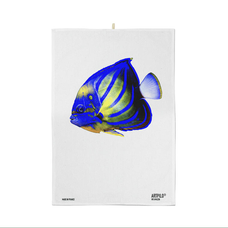 - Torchon déco poisson coton blanc