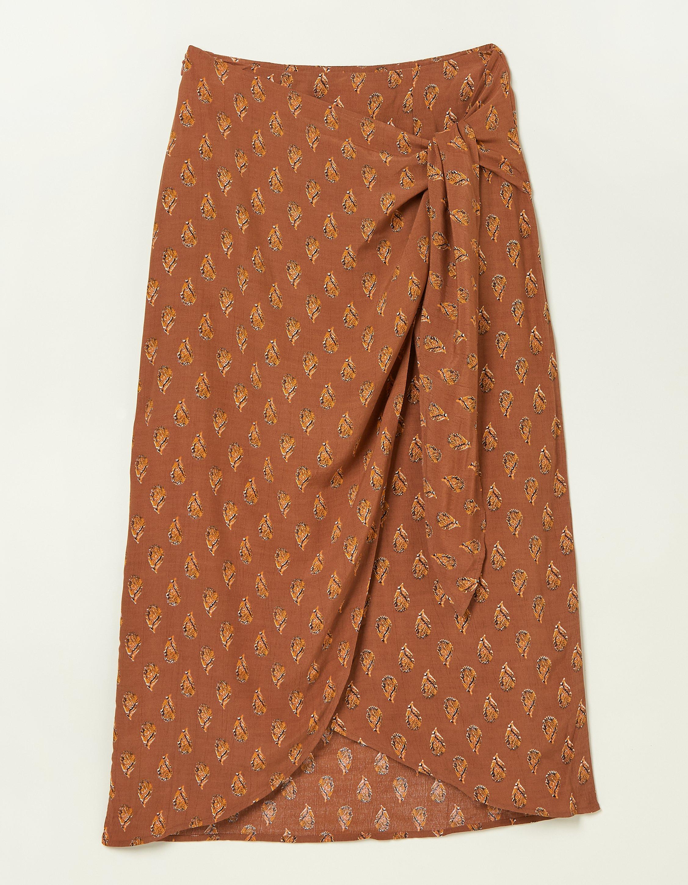 Serren Woodblock Midi Skirt