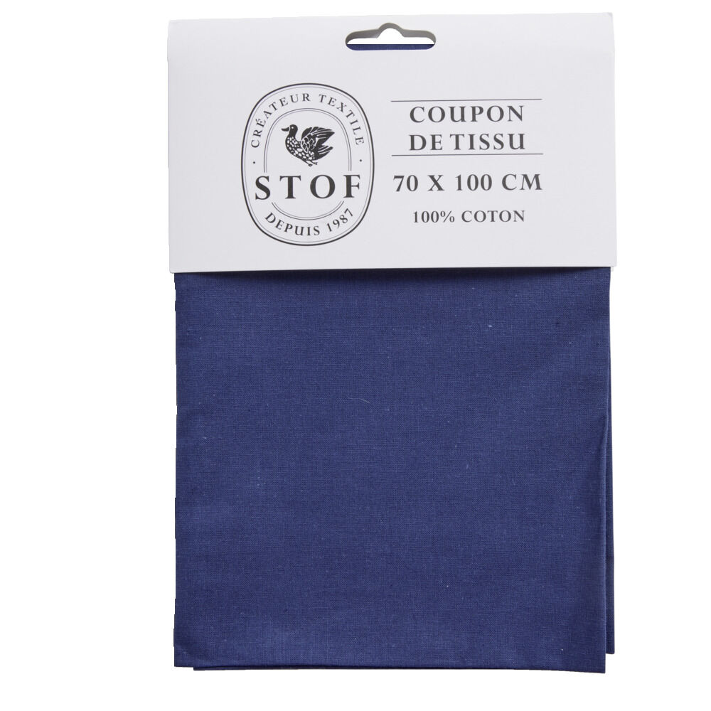 Coupon tissu coton 70x100cm bleu marine