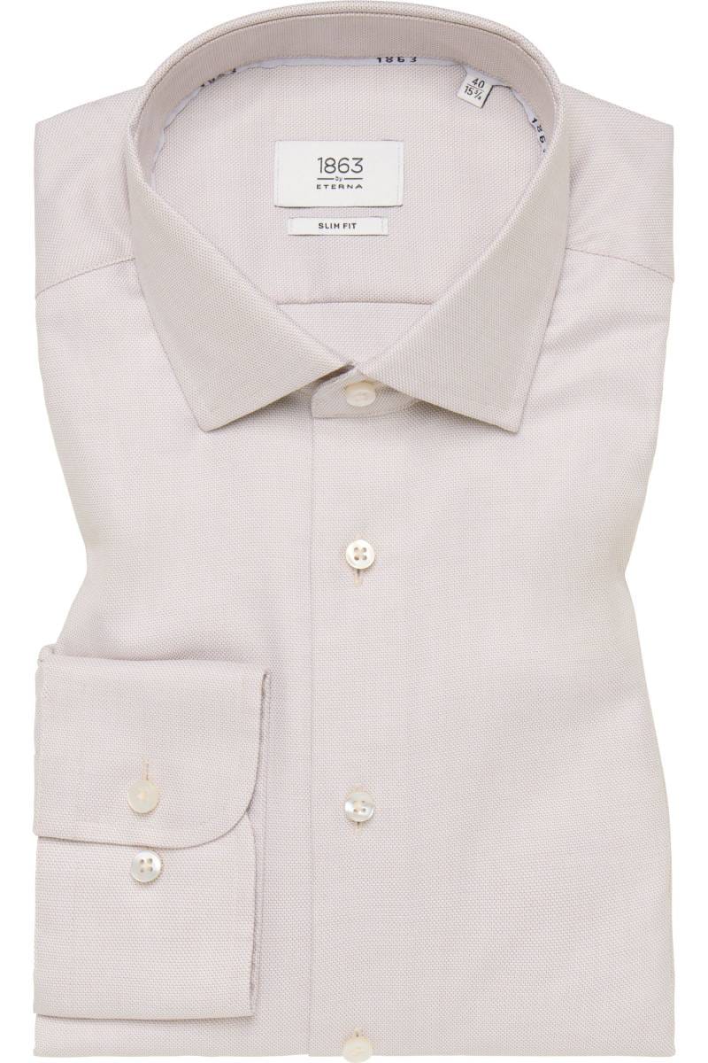 ETERNA 1863 Slim Fit Hemd beige-braun, Strukturiert