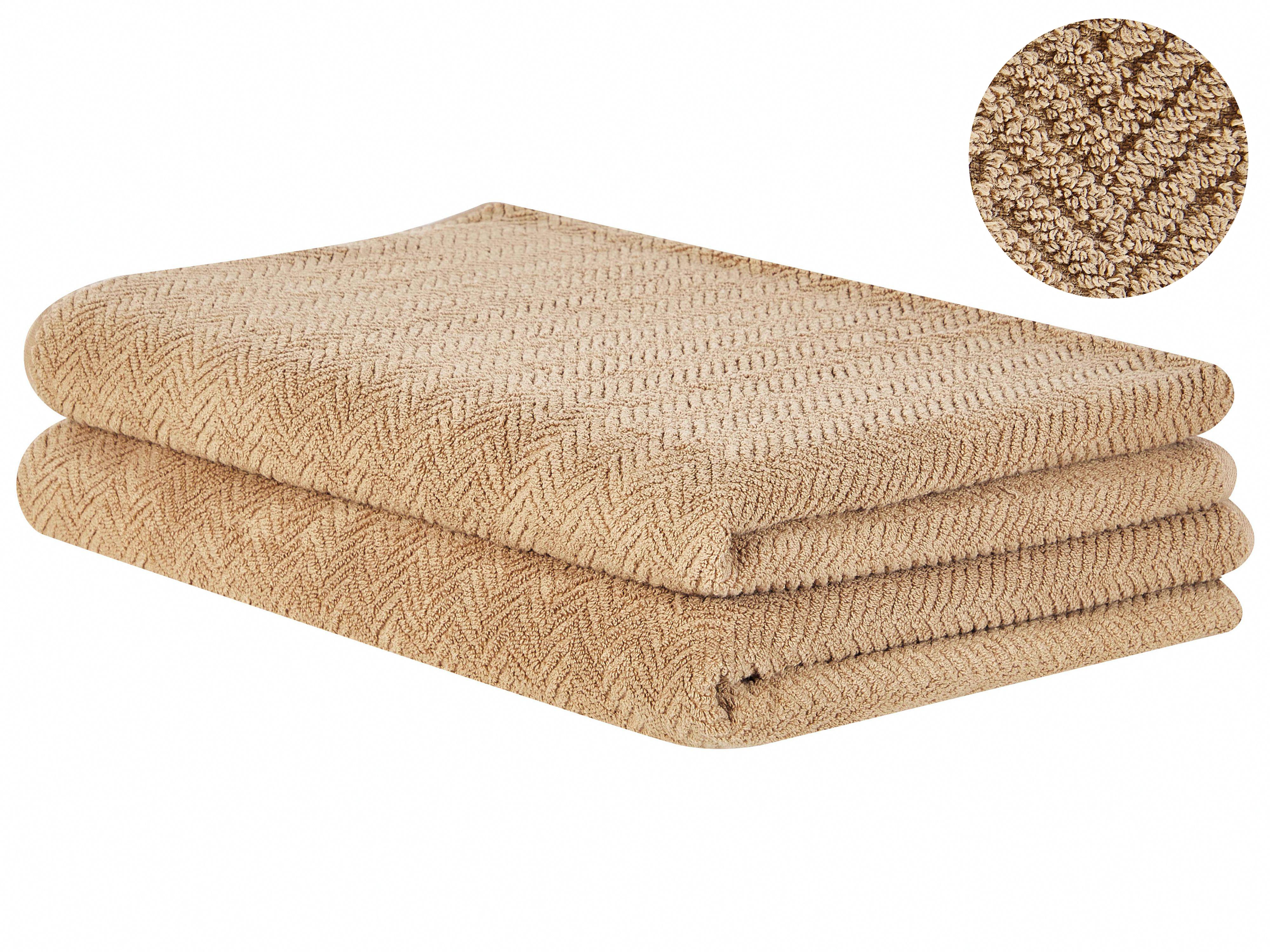 Set of 2 Towels MITIARO Terry Cotton Sand Beige