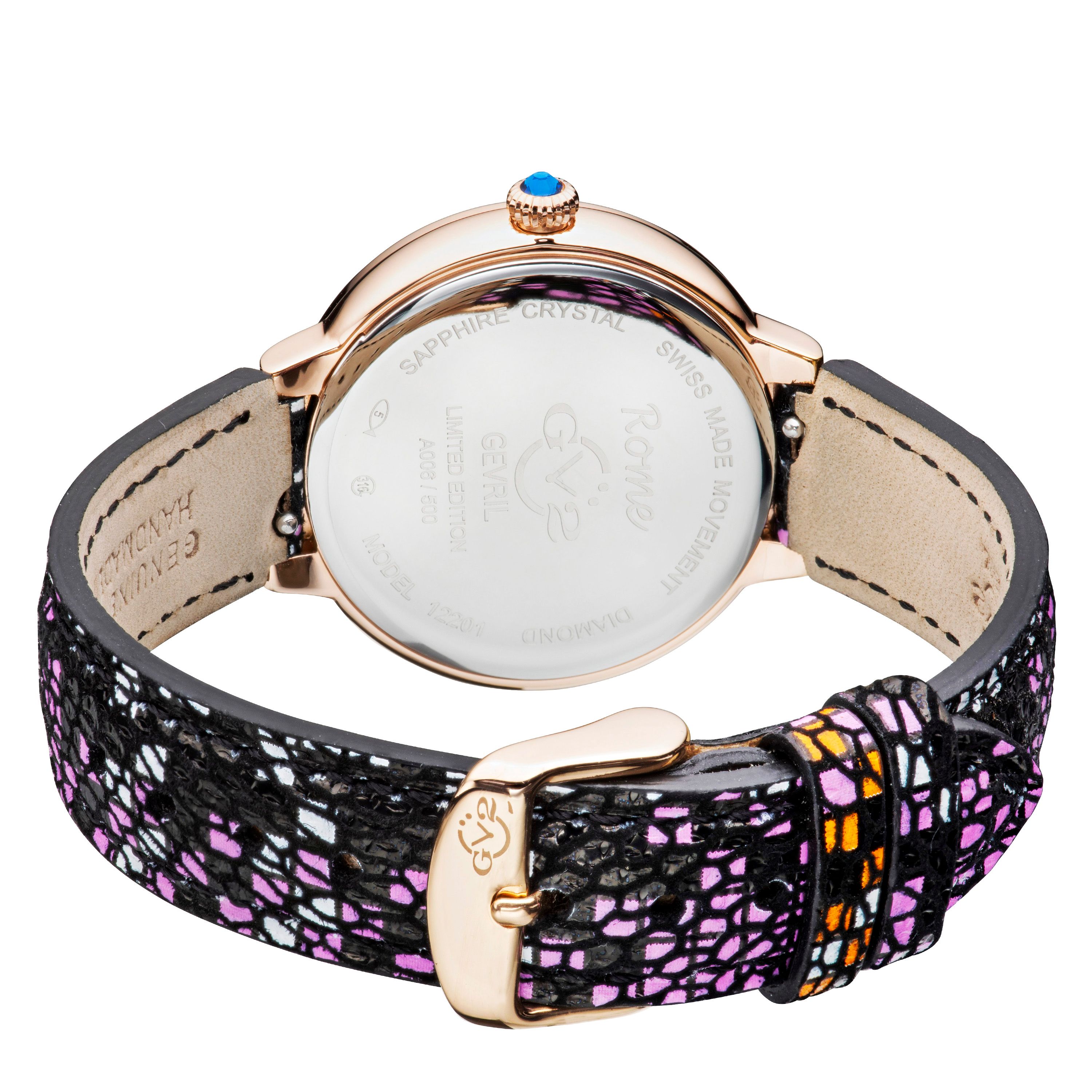 GV2 Rome, Swiss Quartz Watch, White Dial, leather, and Sapphire Crystal