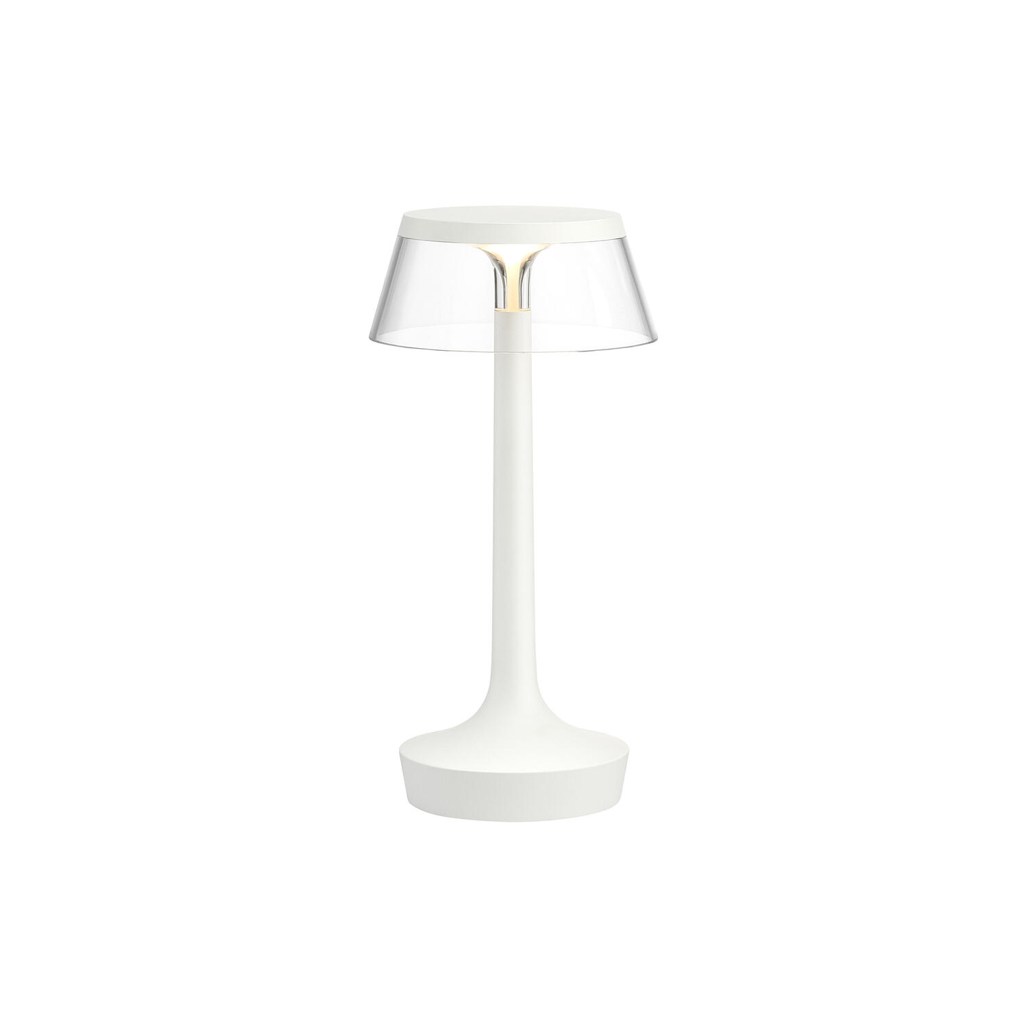 Bon Jour Unplugged bordlampe med sk&aelig;rm, hvid/klar