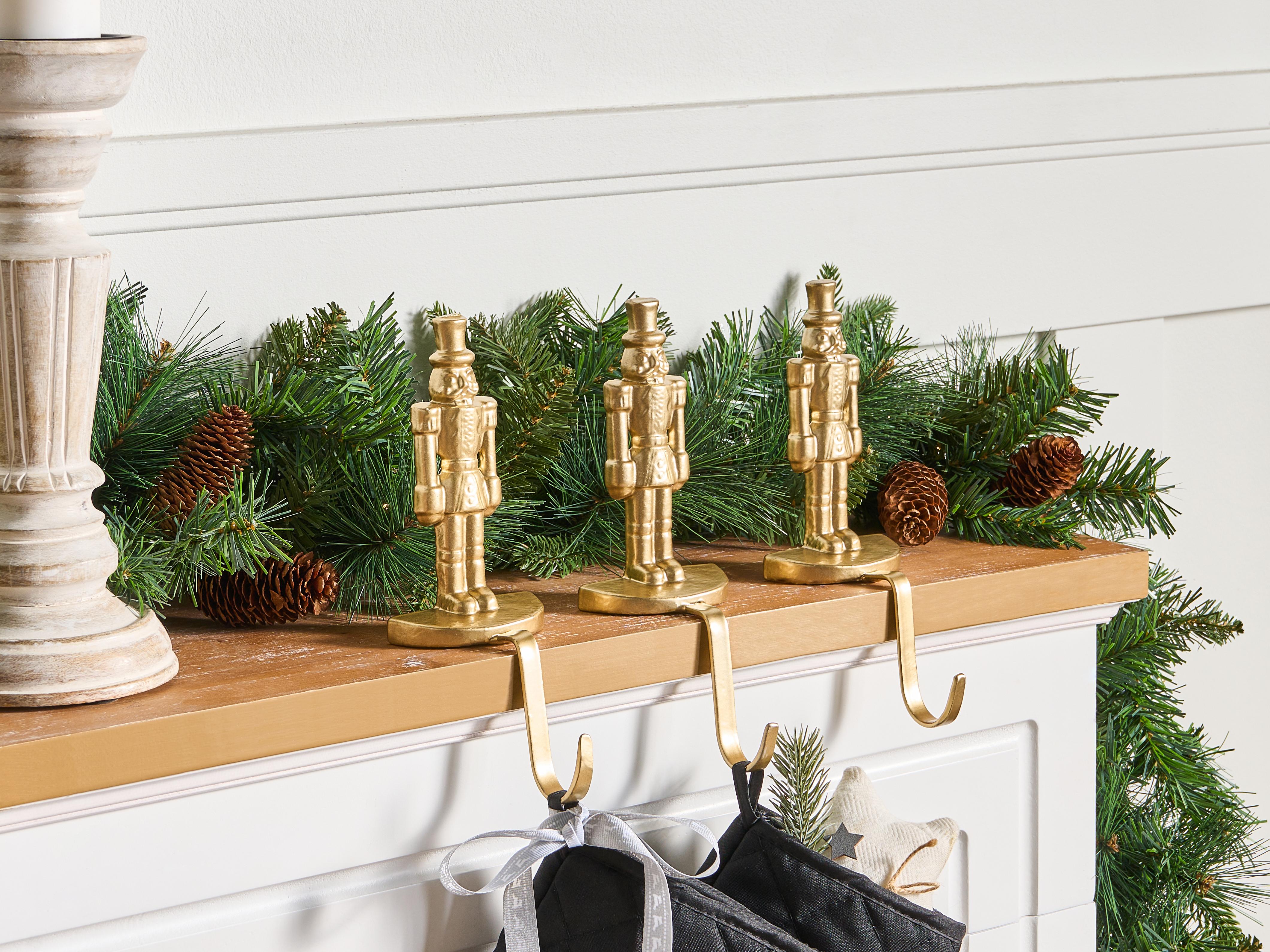 Set of 3 Christmas Stocking Holders KAJAANI Nutcracker 21 cm Gold